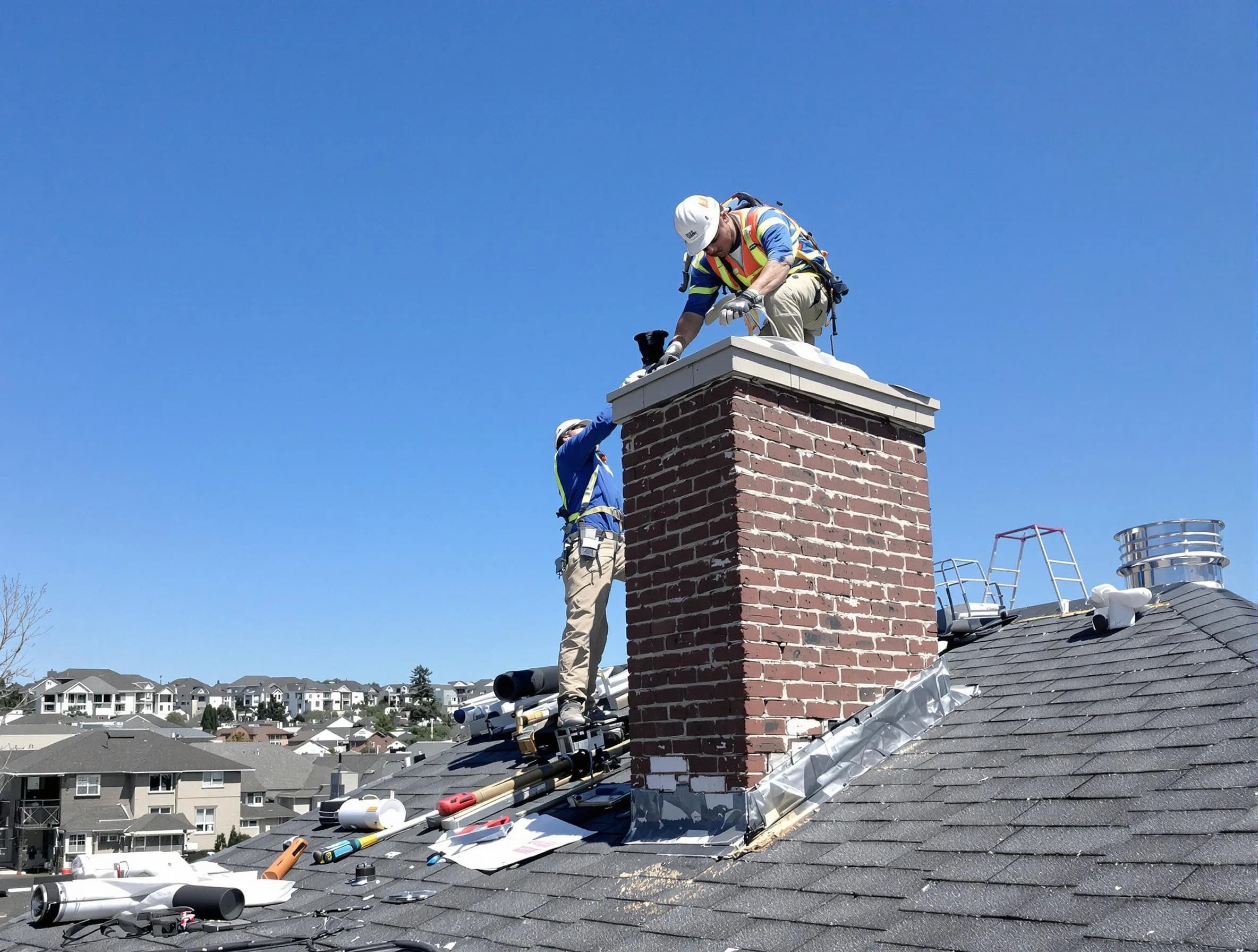 Lindon Chimney Sweep repairing a chimney crown in Lindon, UT
