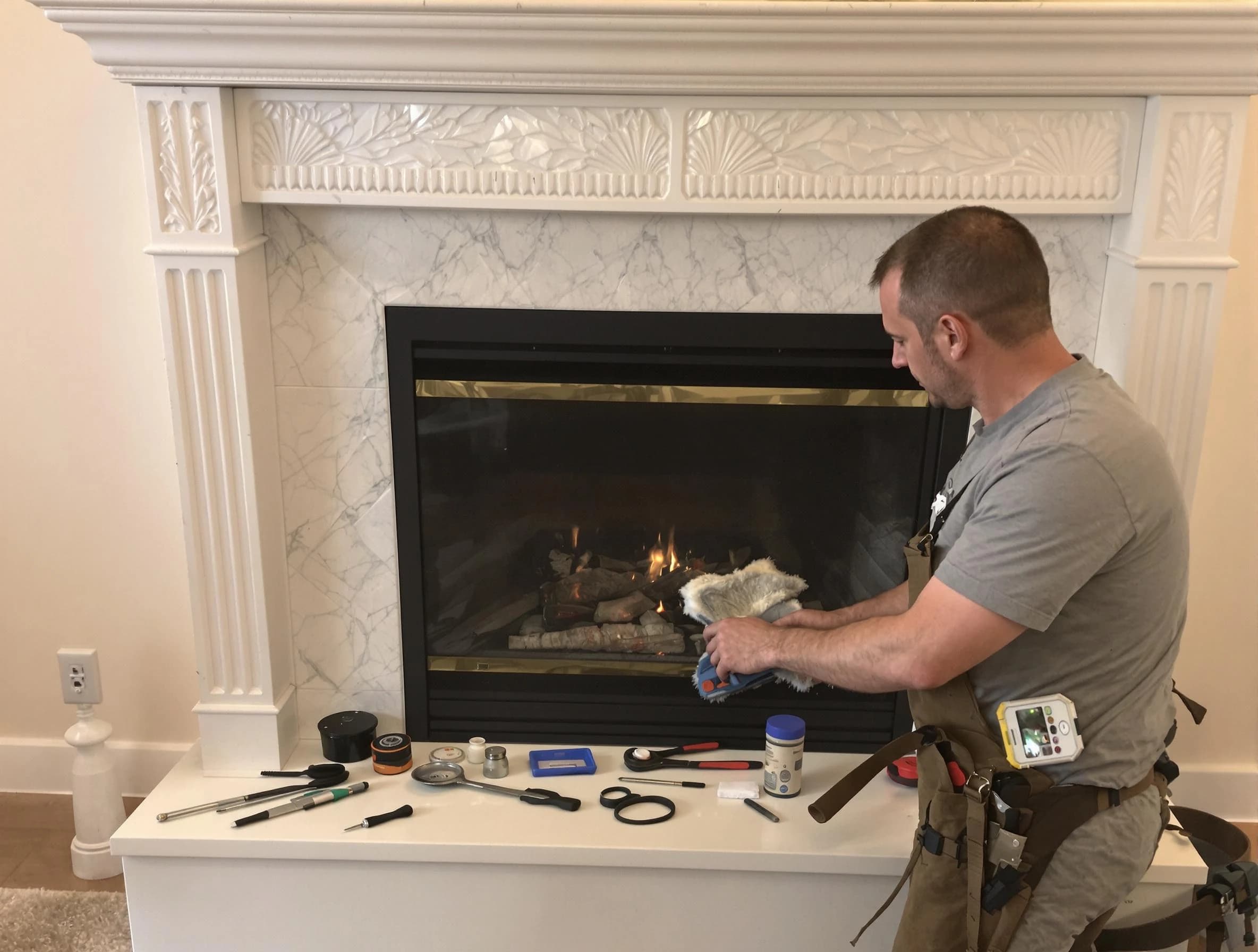 Lindon Chimney Sweep performing fireplace maintenance in Lindon, UT