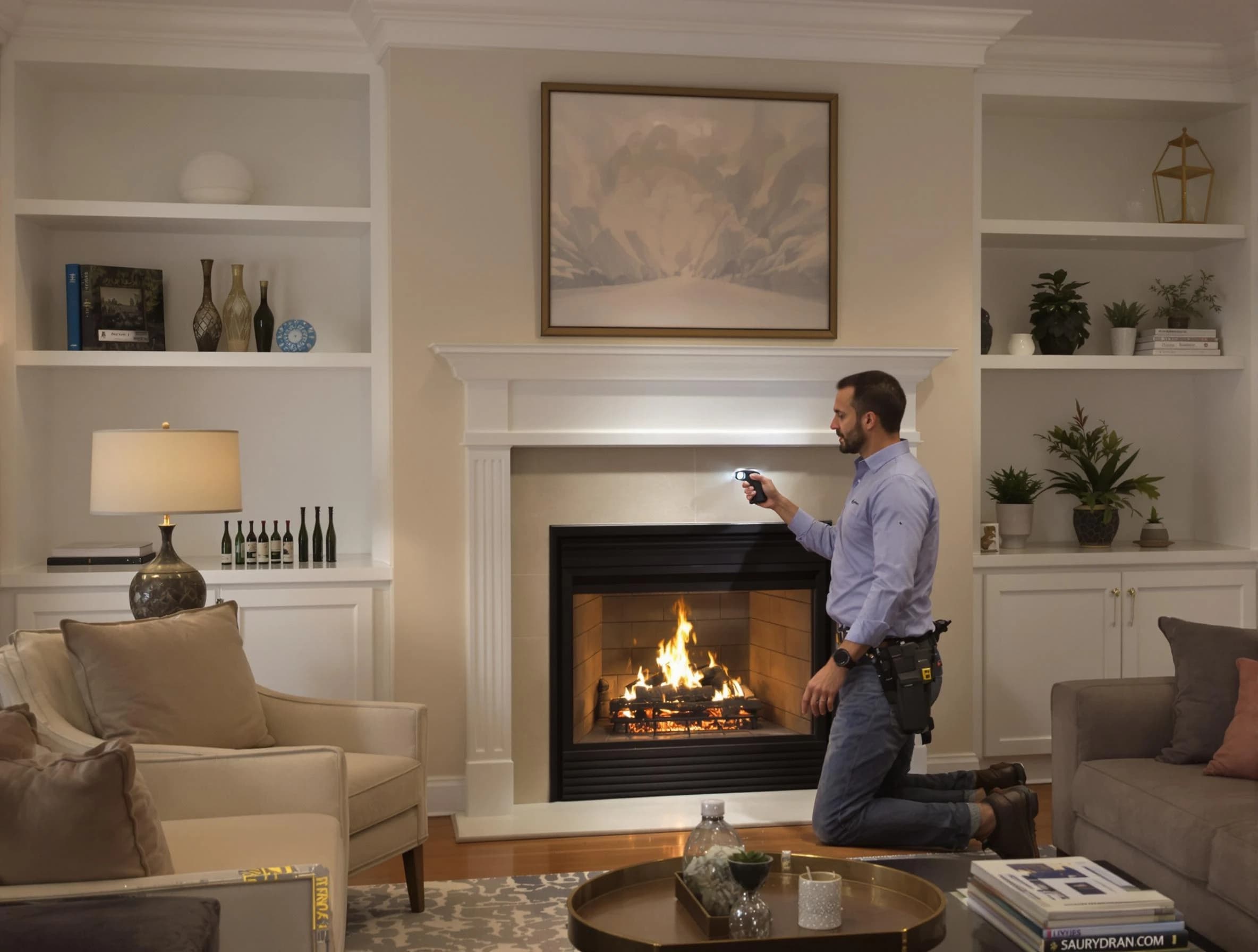 Lindon Chimney Sweep conducting a fireplace safety inspection in Lindon, UT