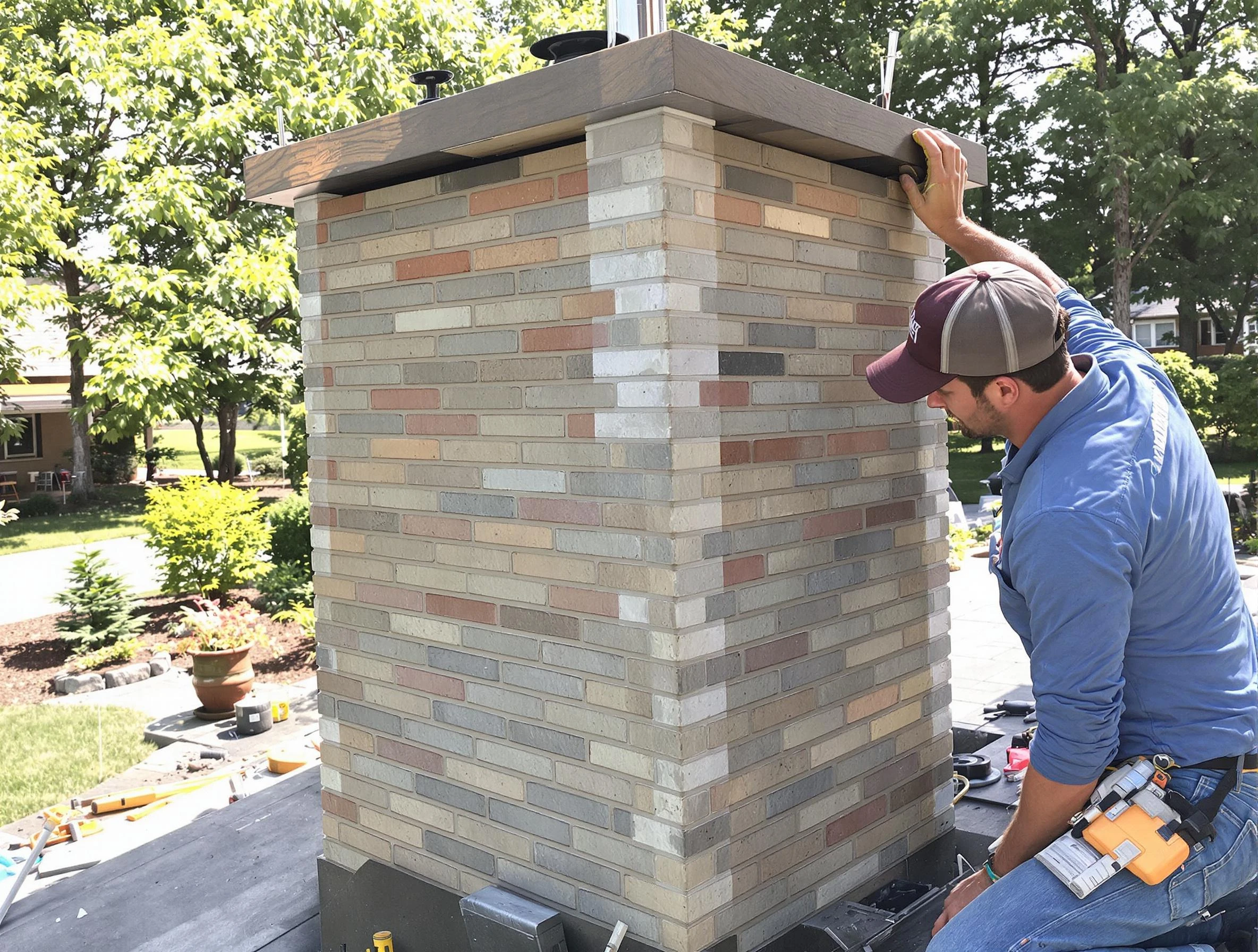 Lindon Chimney Sweep completing a modern chimney remodel in Lindon, UT